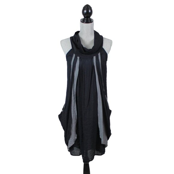 Glam & Fame Black Grey Sleeveless Tunic Top - Picture 1 of 10